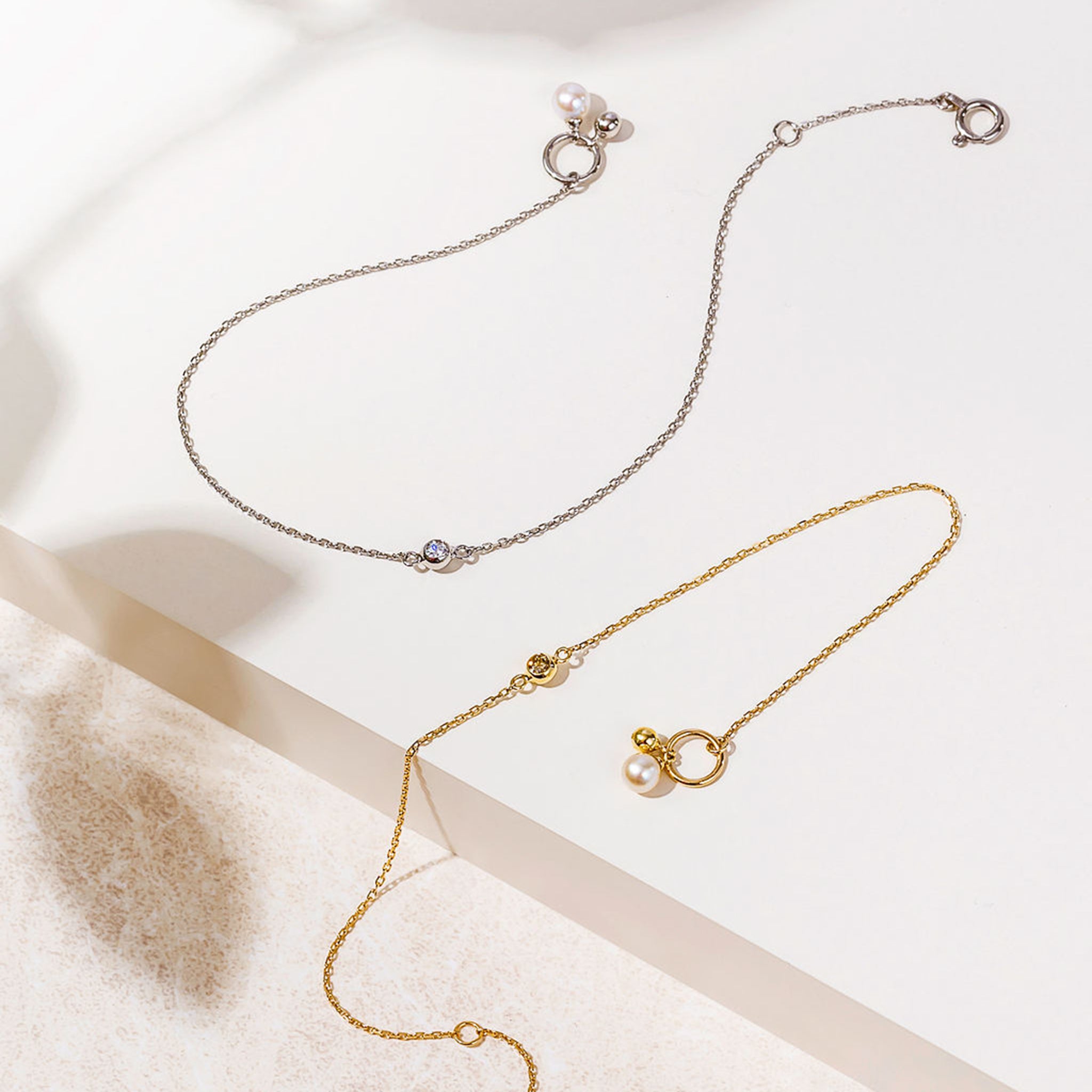 パール/ダイヤモンド K10ブレスレット(アコヤ真珠)《M0060031》