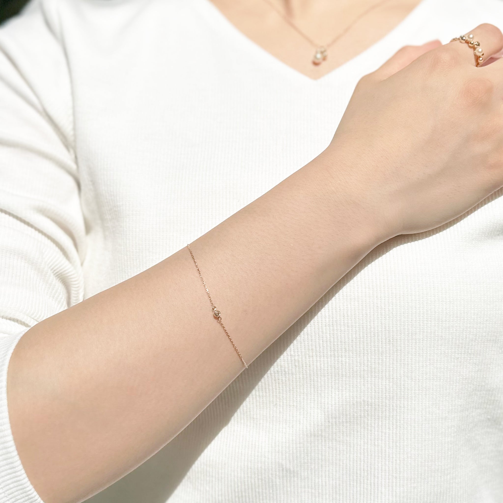 パール/ダイヤモンド K10ブレスレット(アコヤ真珠)《M0060031》