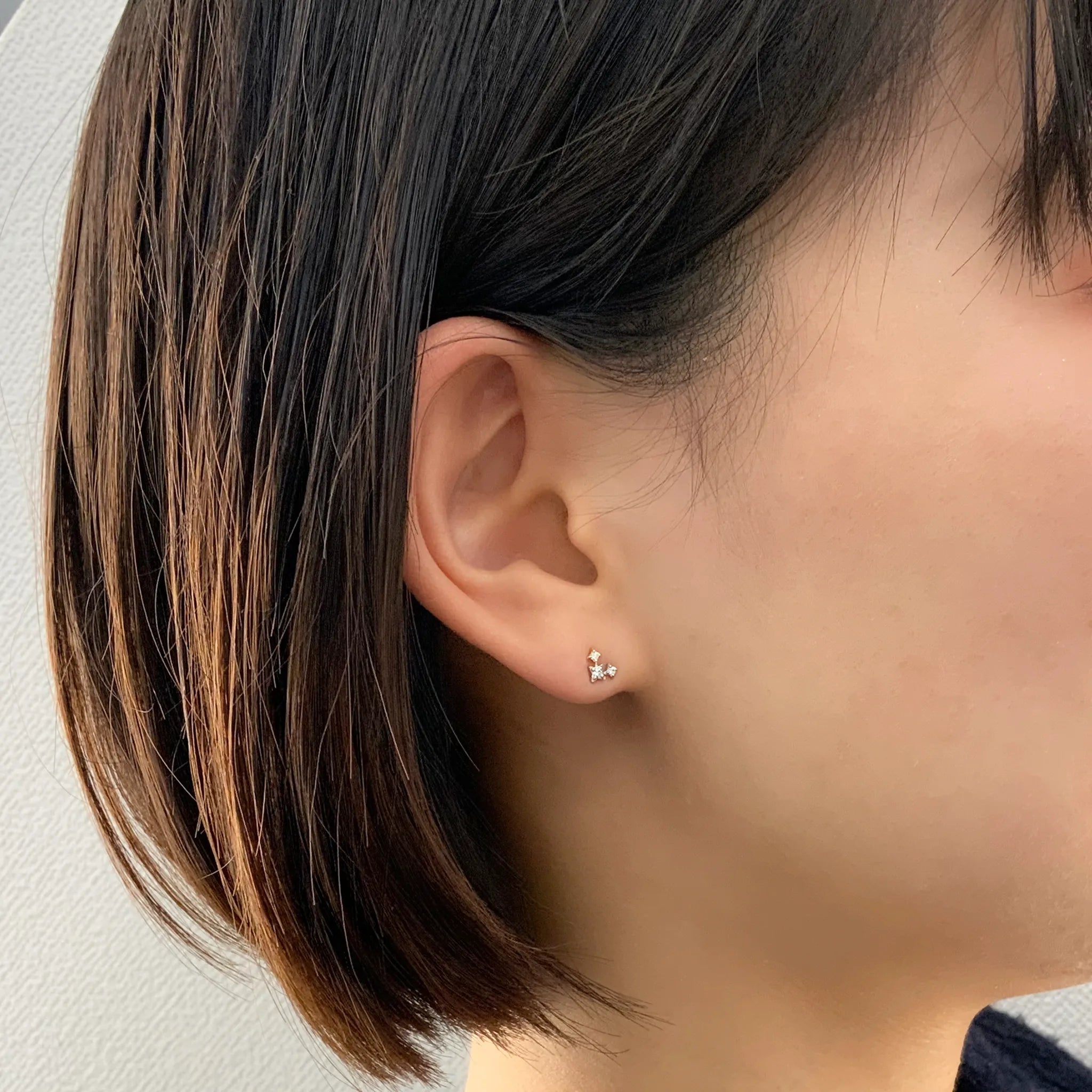 ダイヤモンド K10ピアス(K10イエローゴールド/プラチナ/4月誕生石)《M0060033》