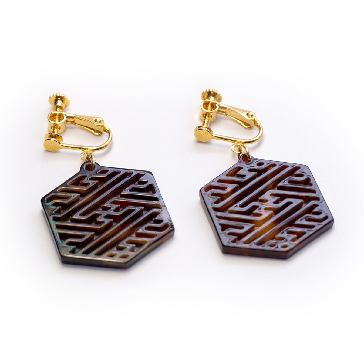 べっ甲 イヤリング(紗綾形)《M0080015》