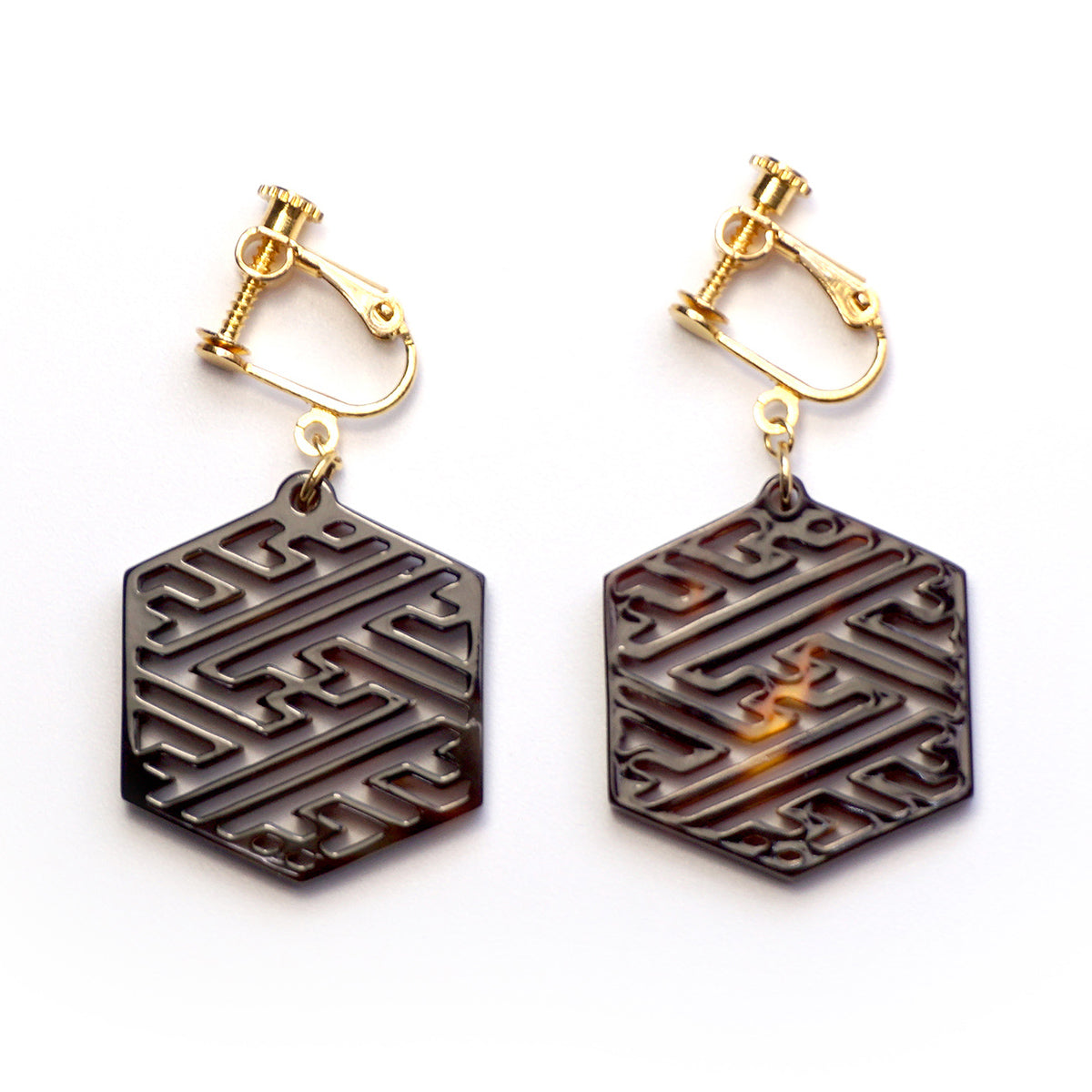 べっ甲 イヤリング(紗綾形)《M0080015》