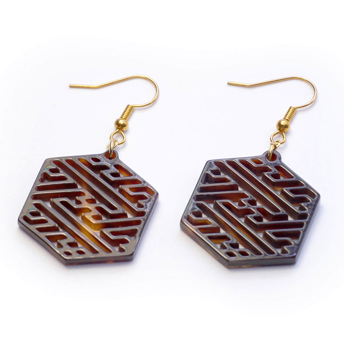 べっ甲 ピアス(紗綾形)《M0080016》