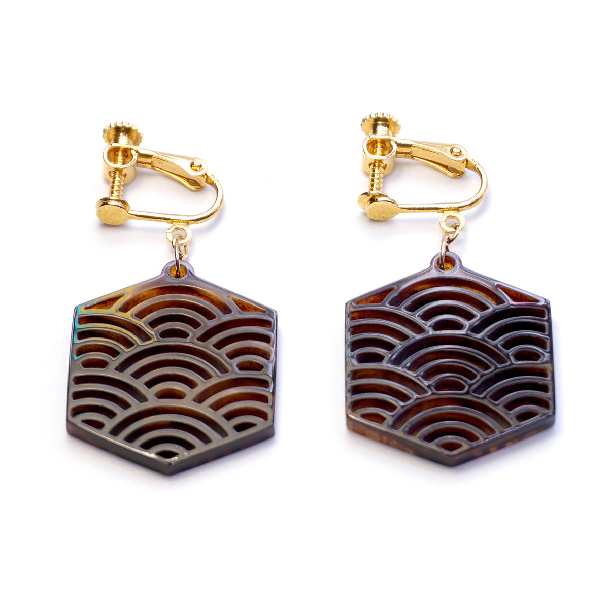 べっ甲 イヤリング(青海波)《M0080017》