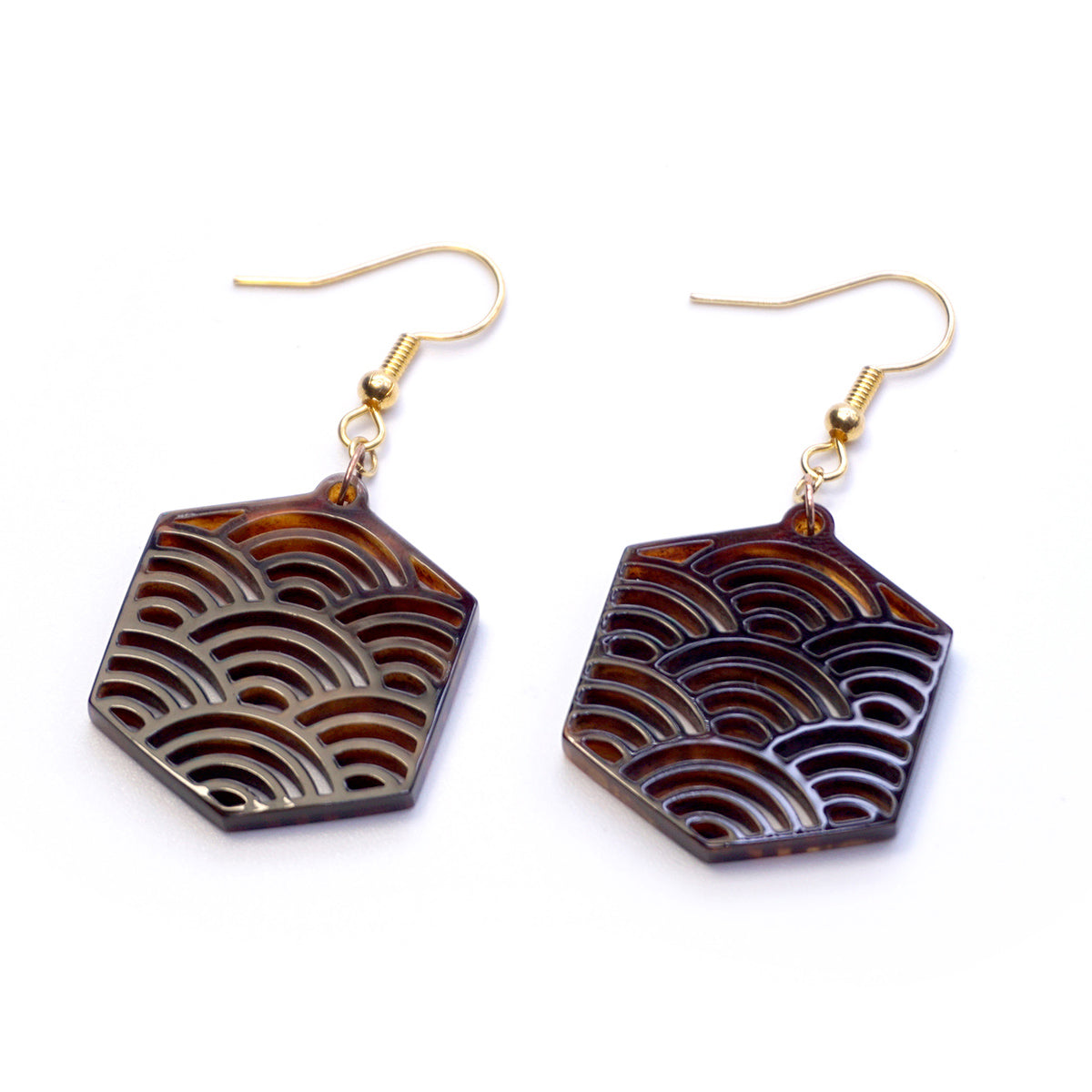 べっ甲 ピアス(青海波)《M0080018》