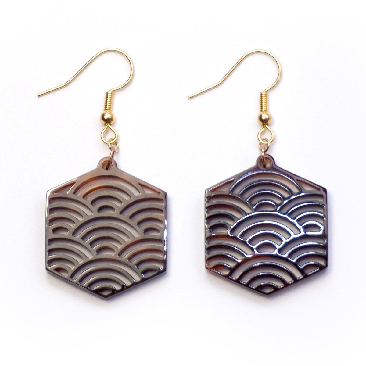 べっ甲 ピアス(青海波)《M0080018》