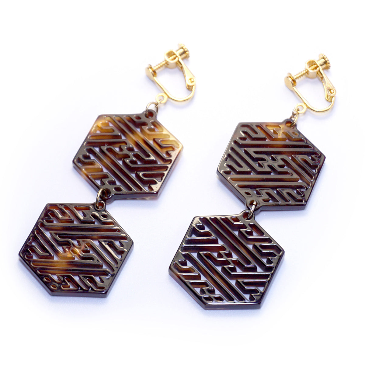 べっ甲 イヤリング(紗綾形)《M0080025》