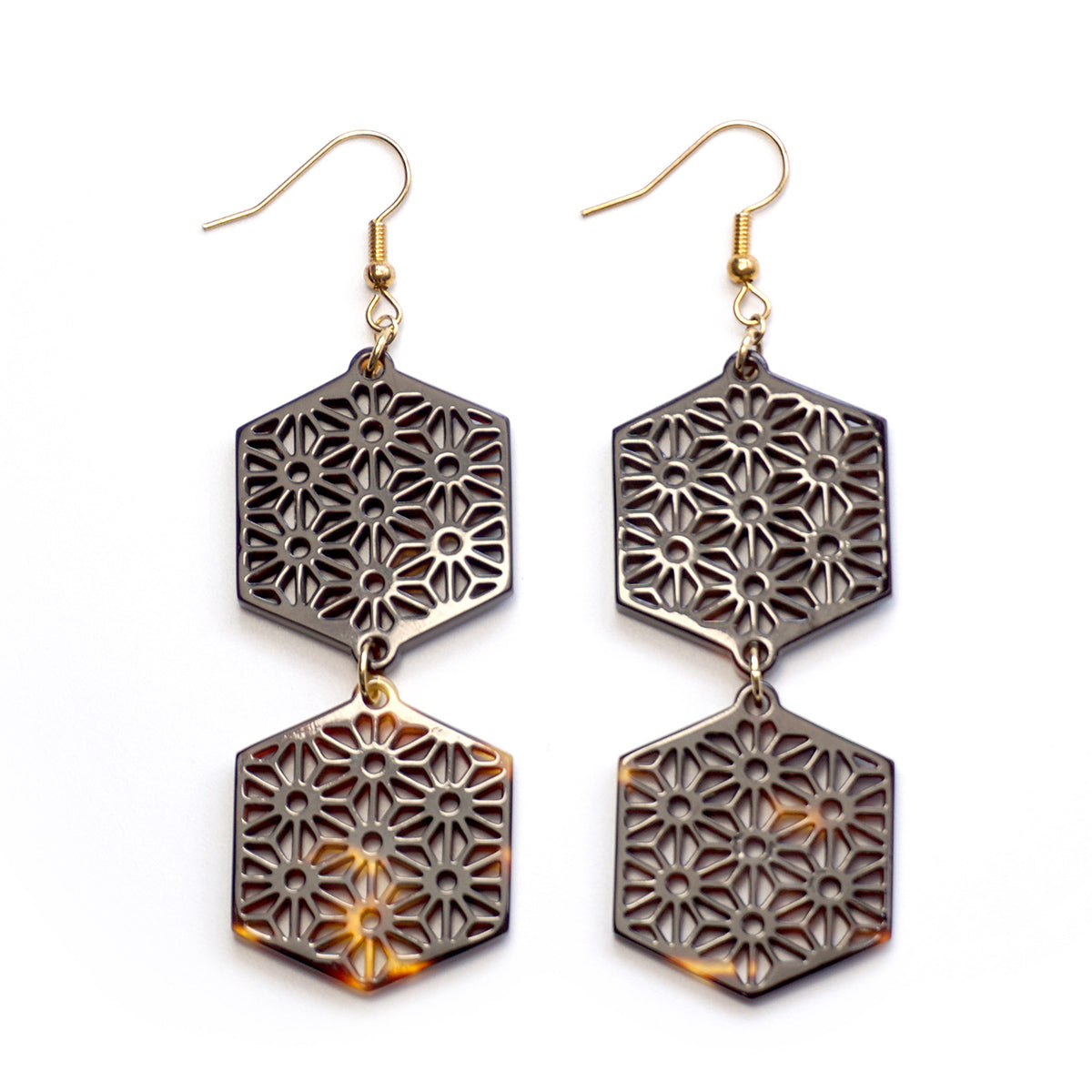 べっ甲 ピアス(麻の葉)《M0080028》