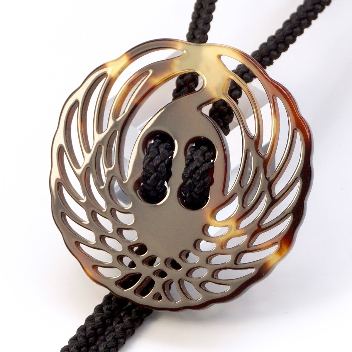 べっ甲 ループタイ(刀鍔モチーフ/鶴丸)《M0080035》