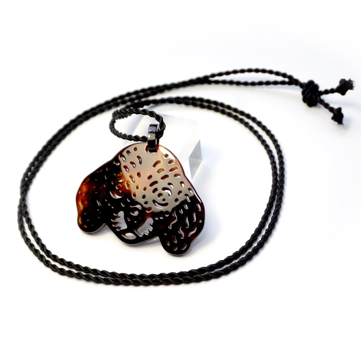 べっ甲 ネックレス(ダックスフントモチーフ/シルクコード/ロング/90cm)《M0080037》