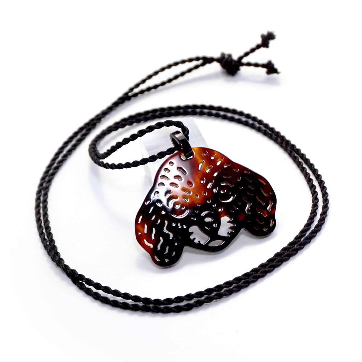 べっ甲 ネックレス(ダックスフントモチーフ/シルクコード/ロング/90cm)《M0080037》