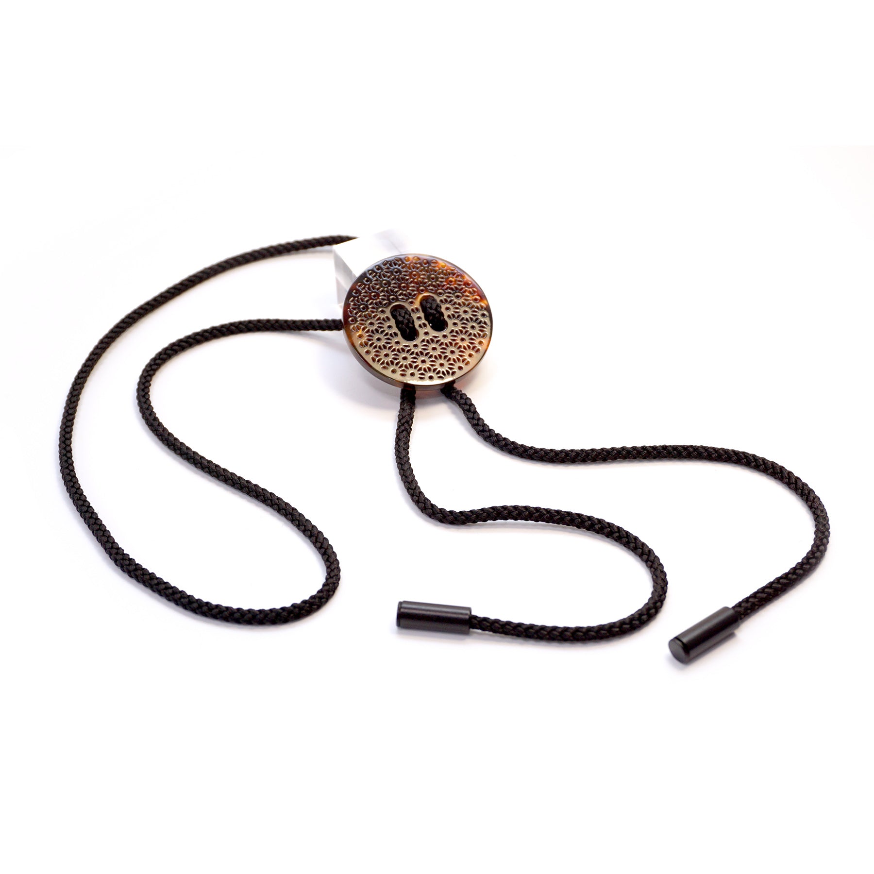 べっ甲 ループタイ(刀鍔モチーフ/菊蕨)《M0080039》