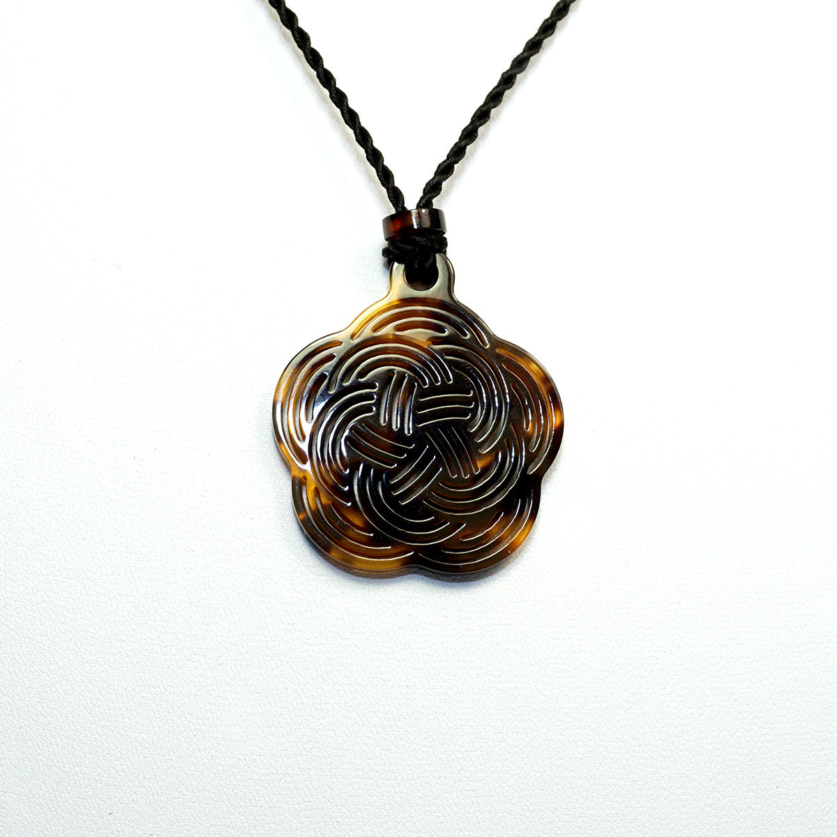 べっ甲 シルクコードネックレス(アザレア/西洋ツツジ/ロング/90cm)《M0080042》