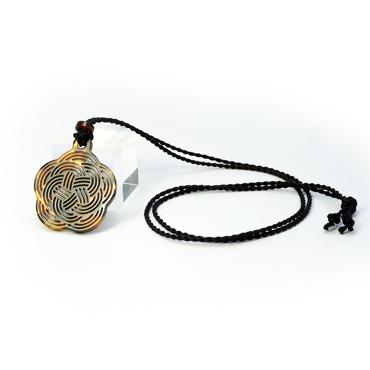 べっ甲 シルクコードネックレス(アザレア/西洋ツツジ/ロング/90cm)《M0080042》