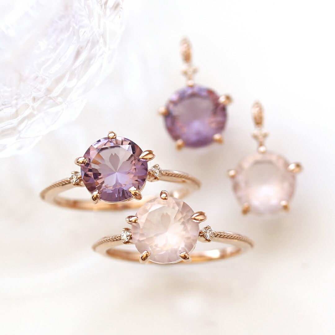 ローズクォーツ K10リング(さくらインカット/グラントワザクラ) 《M0100001》