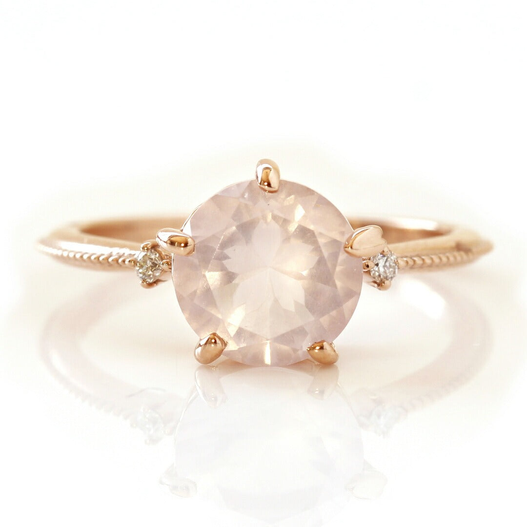 ローズクォーツ K10リング(さくらインカット/グラントワザクラ) 《M0100001》