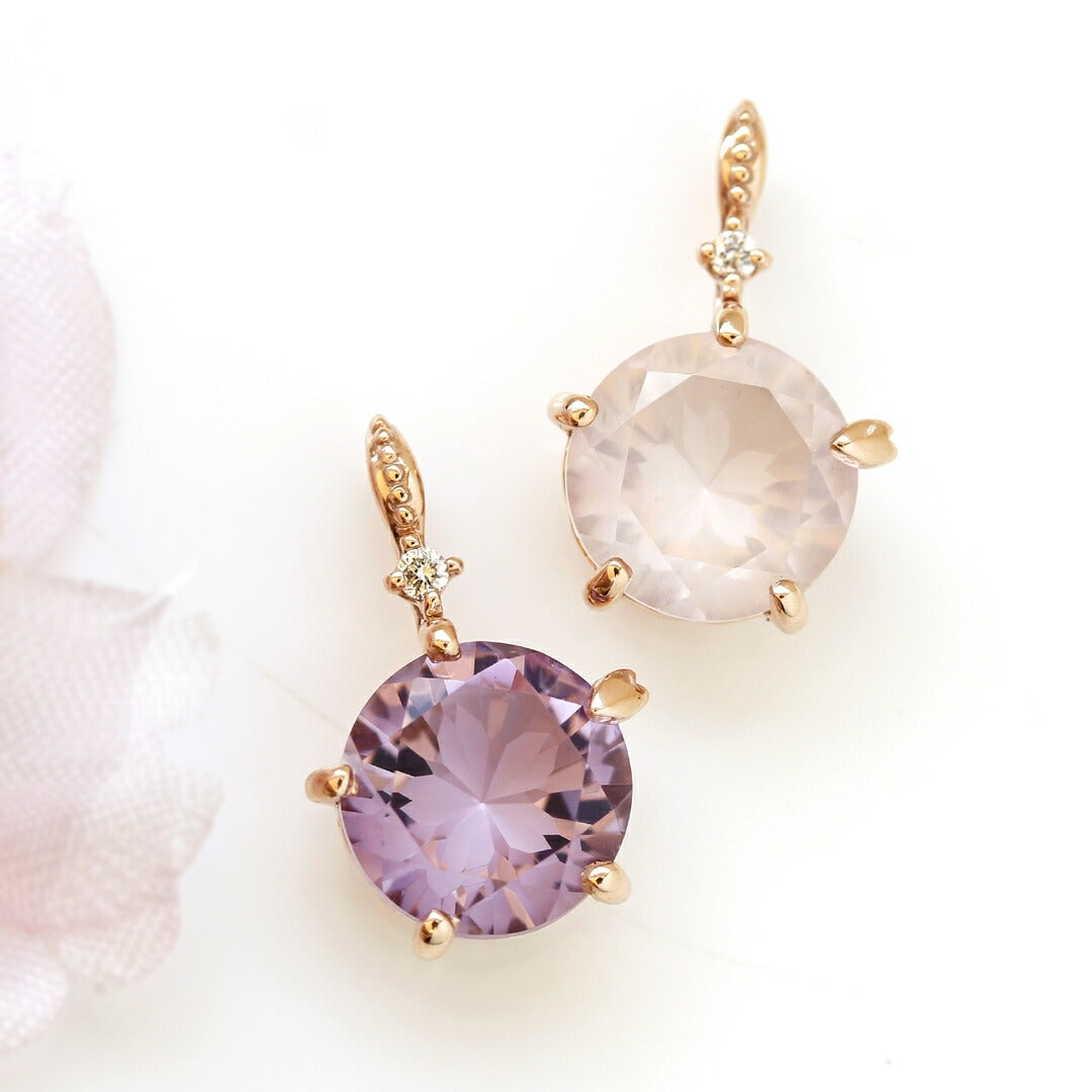 ローズクォーツ K10ペンダントトップ(さくらインカット/グラントワザクラ) 《M0100002》