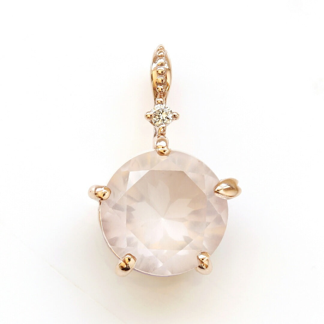 ローズクォーツ K10ペンダントトップ(さくらインカット/グラントワザクラ) 《M0100002》