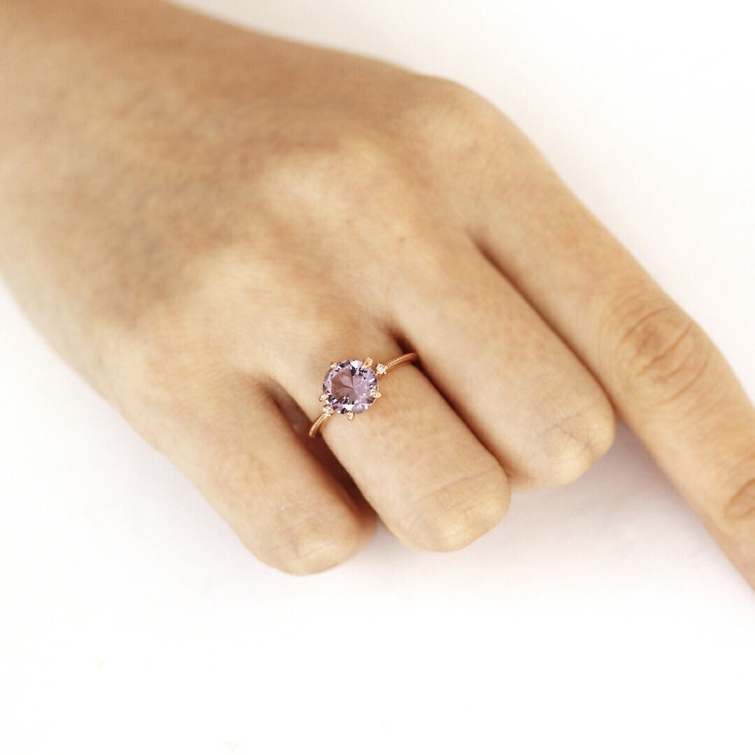 ローズアメシスト K10リング(さくらインカット/グラントワザクラ/2月誕生石) 《M0100003》