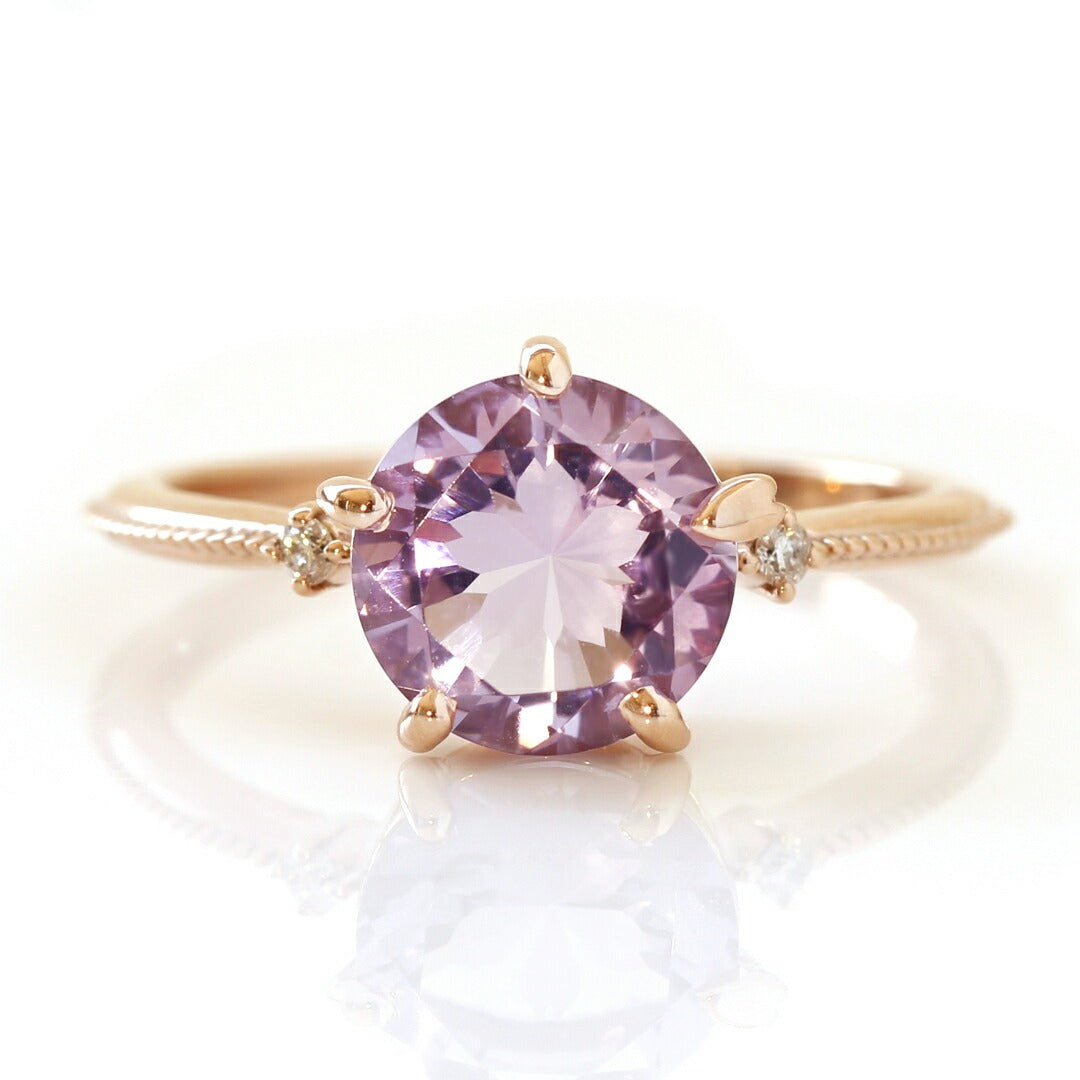 ローズアメシスト K10リング(さくらインカット/グラントワザクラ/2月誕生石) 《M0100003》