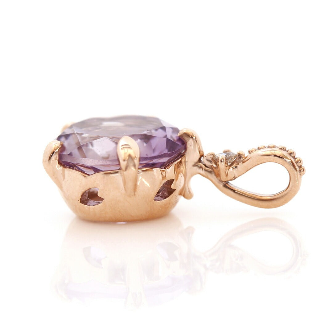 ローズアメシスト K10ペンダントトップ(さくらインカット/グラントワザクラ/2月誕生石) 《M0100004》