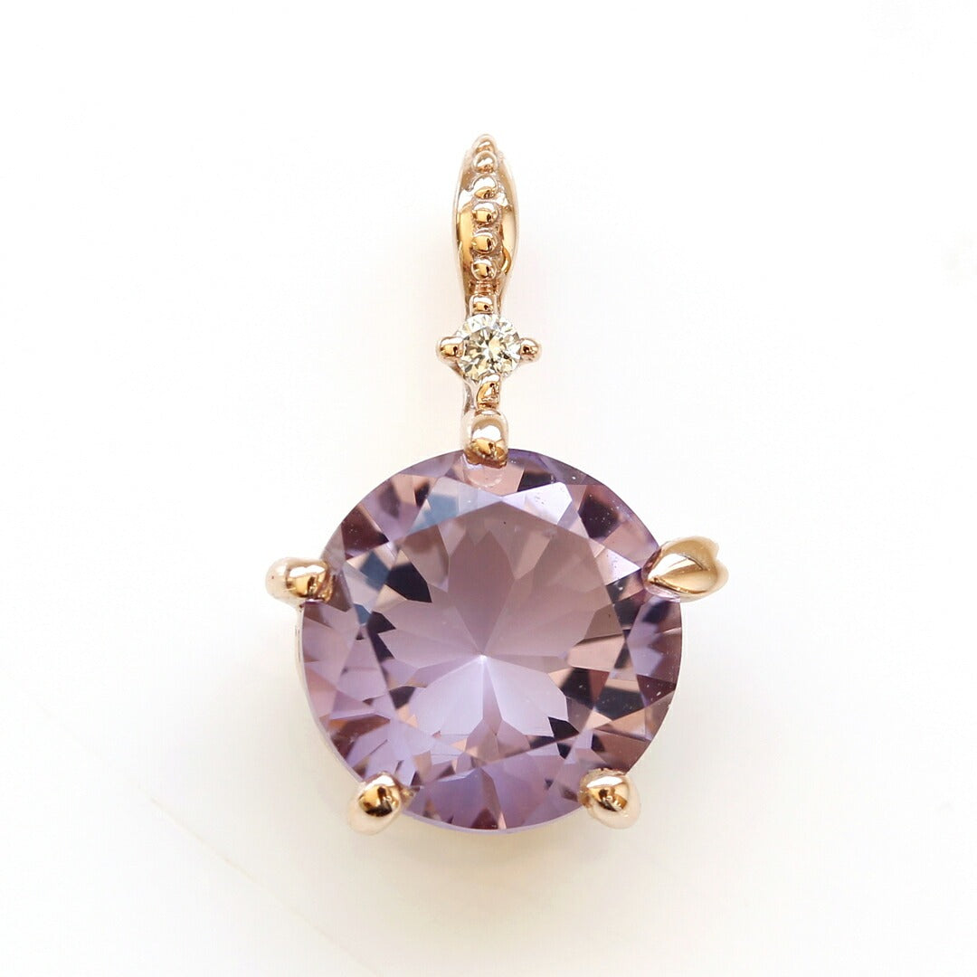 ローズアメシスト K10ペンダントトップ(さくらインカット/グラントワザクラ/2月誕生石) 《M0100004》