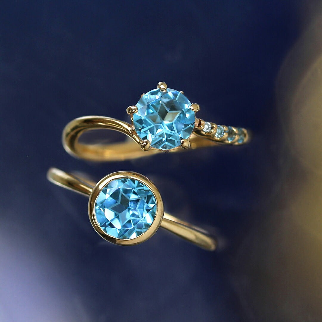 ブルートパーズ K10リング(スターインカット/【一番星】スターシャイン/11月誕生石) 《M0100005》