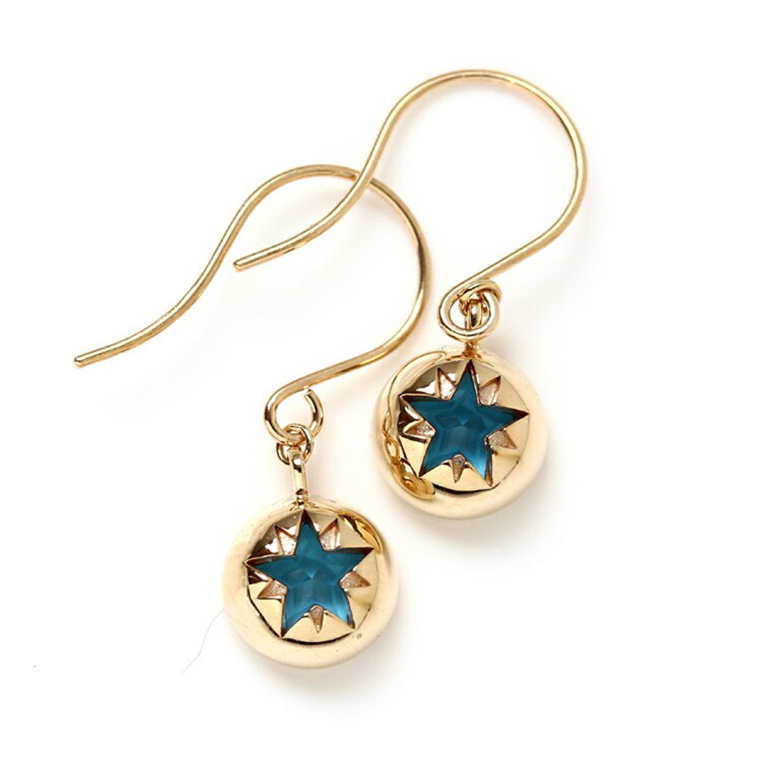 ブルートパーズ K10ピアス(フック/スターインカット/【一番星】スターシャイン/11月誕生石) 《M0100007》