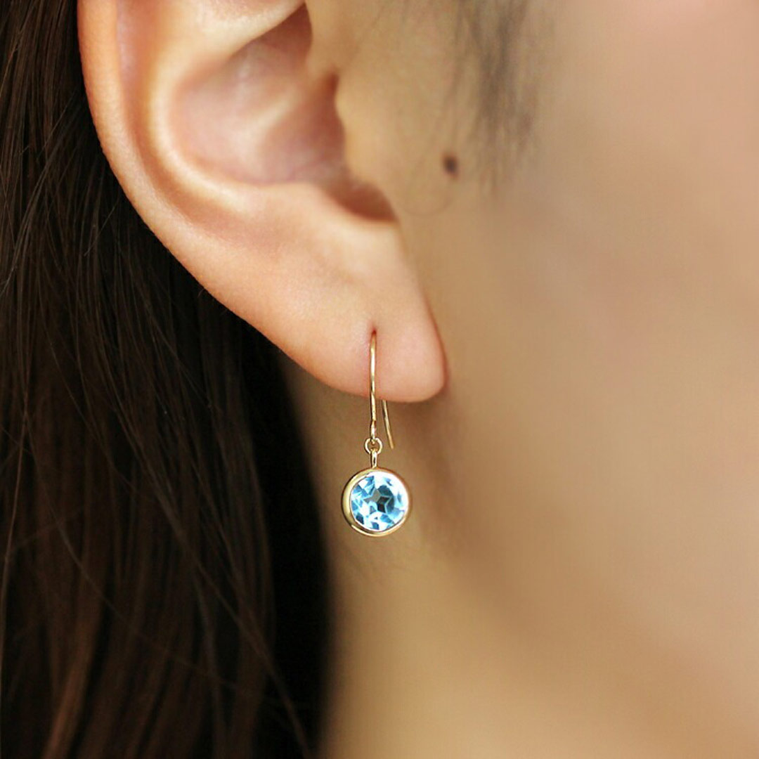 ブルートパーズ K10ピアス(フック/スターインカット/【一番星】スターシャイン/11月誕生石) 《M0100007》