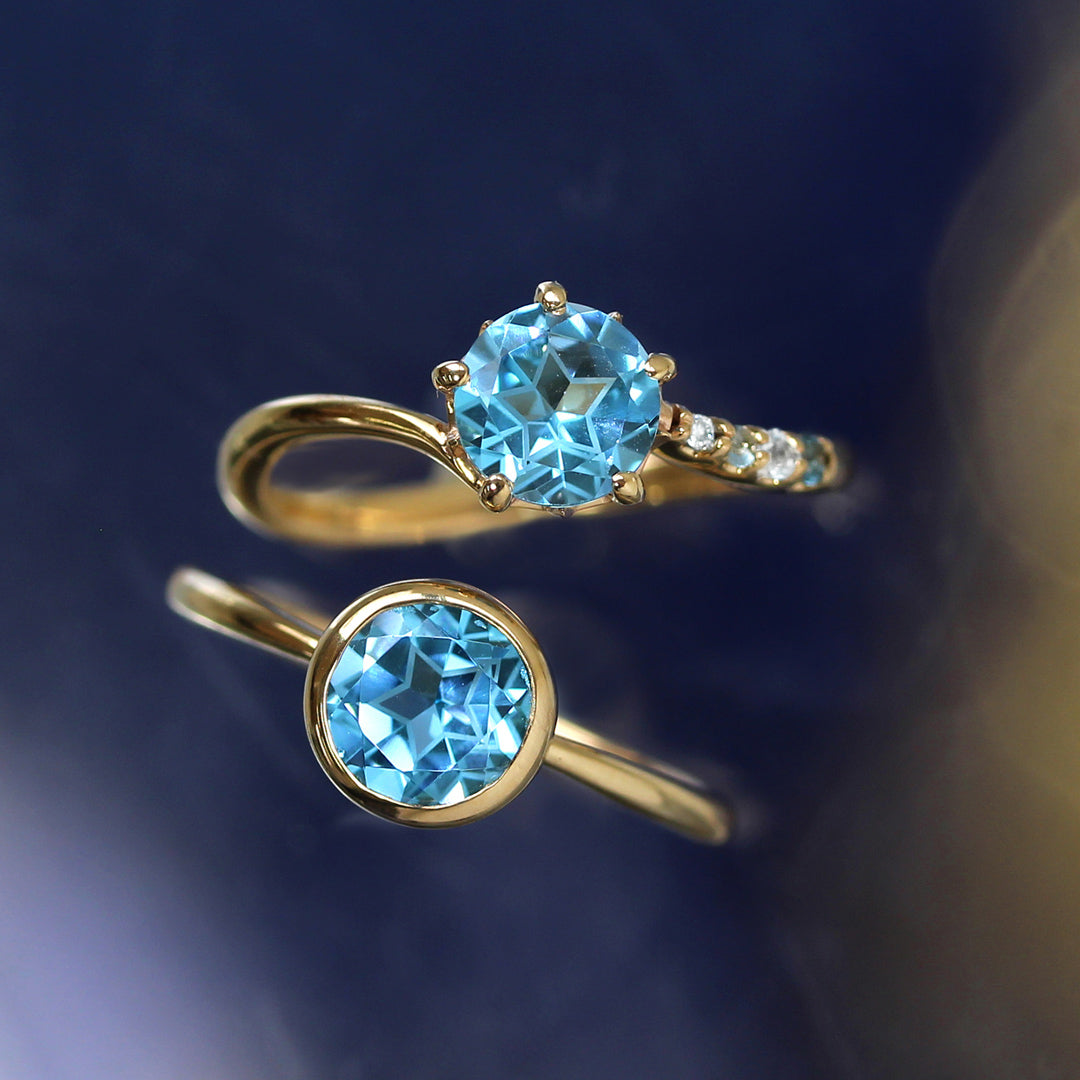 ブルートパーズ K10リング(スターインカット/【流れ星】スターシャイン/11月誕生石) 《M0100008》