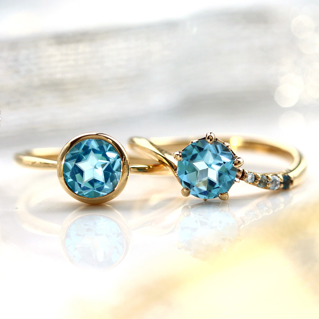 ブルートパーズ K10リング(スターインカット/【流れ星】スターシャイン/11月誕生石) 《M0100008》