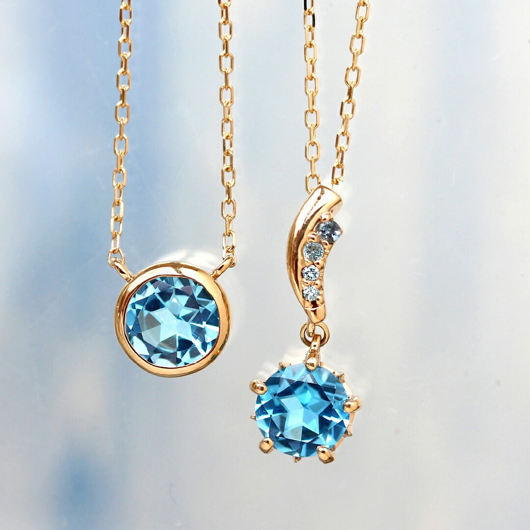 ブルートパーズ K10ネックレス(スターインカット/【流れ星】スターシャイン/11月誕生石) 《M0100009》