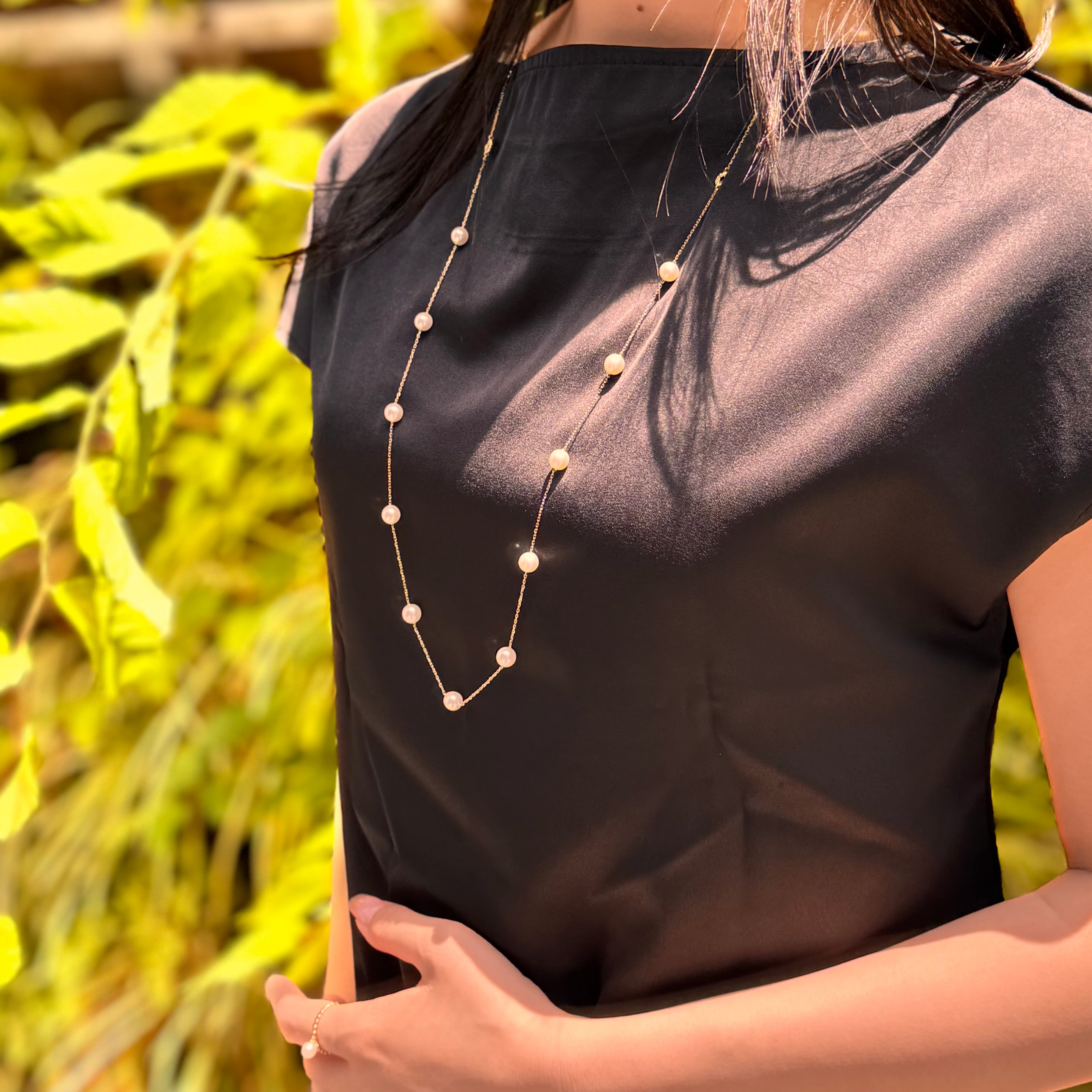 パール K18ネックレス(アコヤ真珠/6.5mm/ロング/80cm/6月誕生石)〈M0110007〉