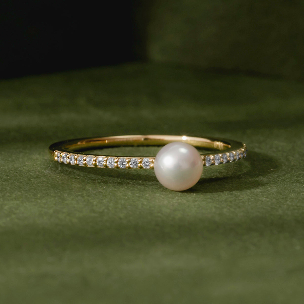 パール/ダイヤモンド K18リング(アコヤ真珠/4.5mm)〈M0110010〉