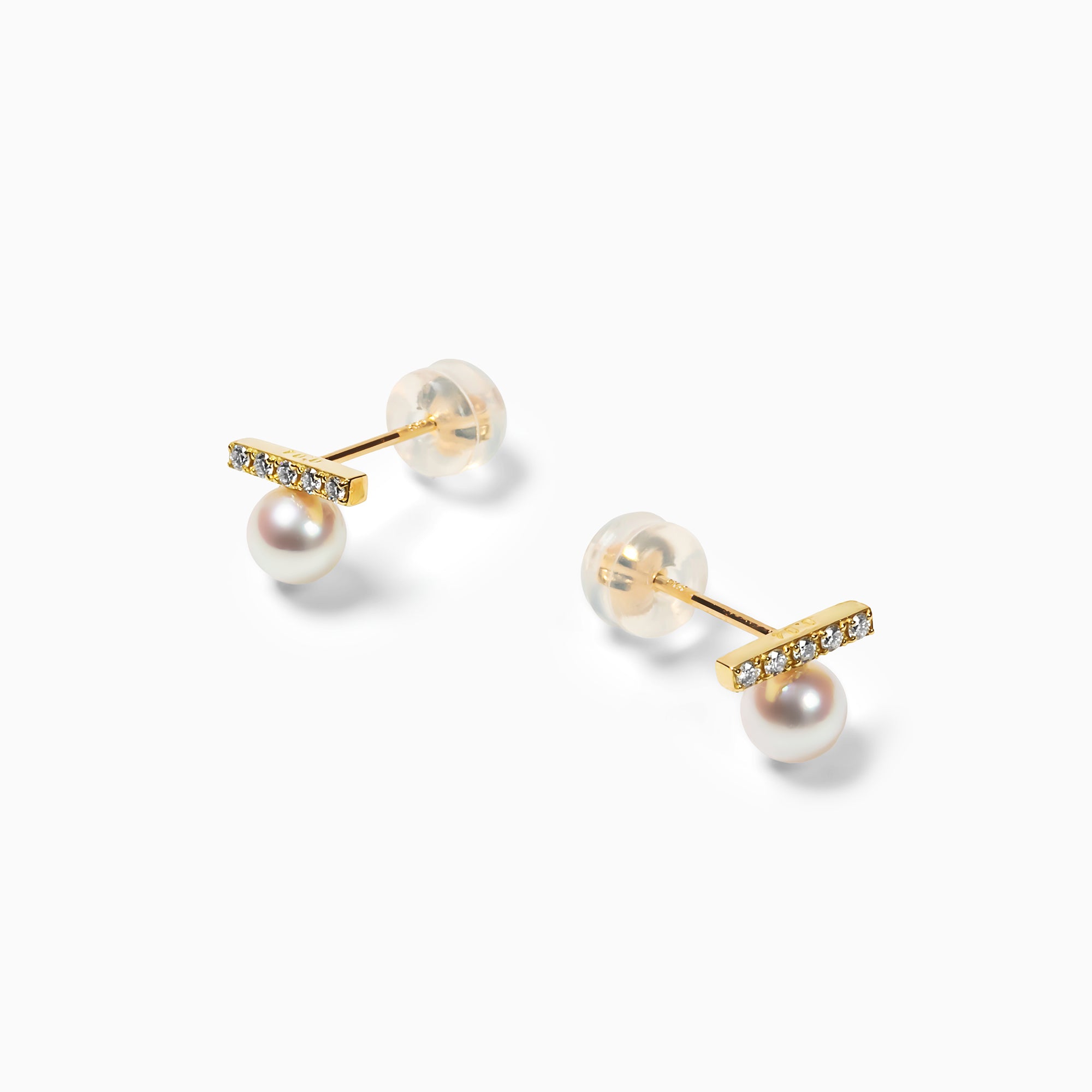 パール/ダイヤモンド K18ピアス(アコヤ真珠/4.5mm)〈M0110012〉