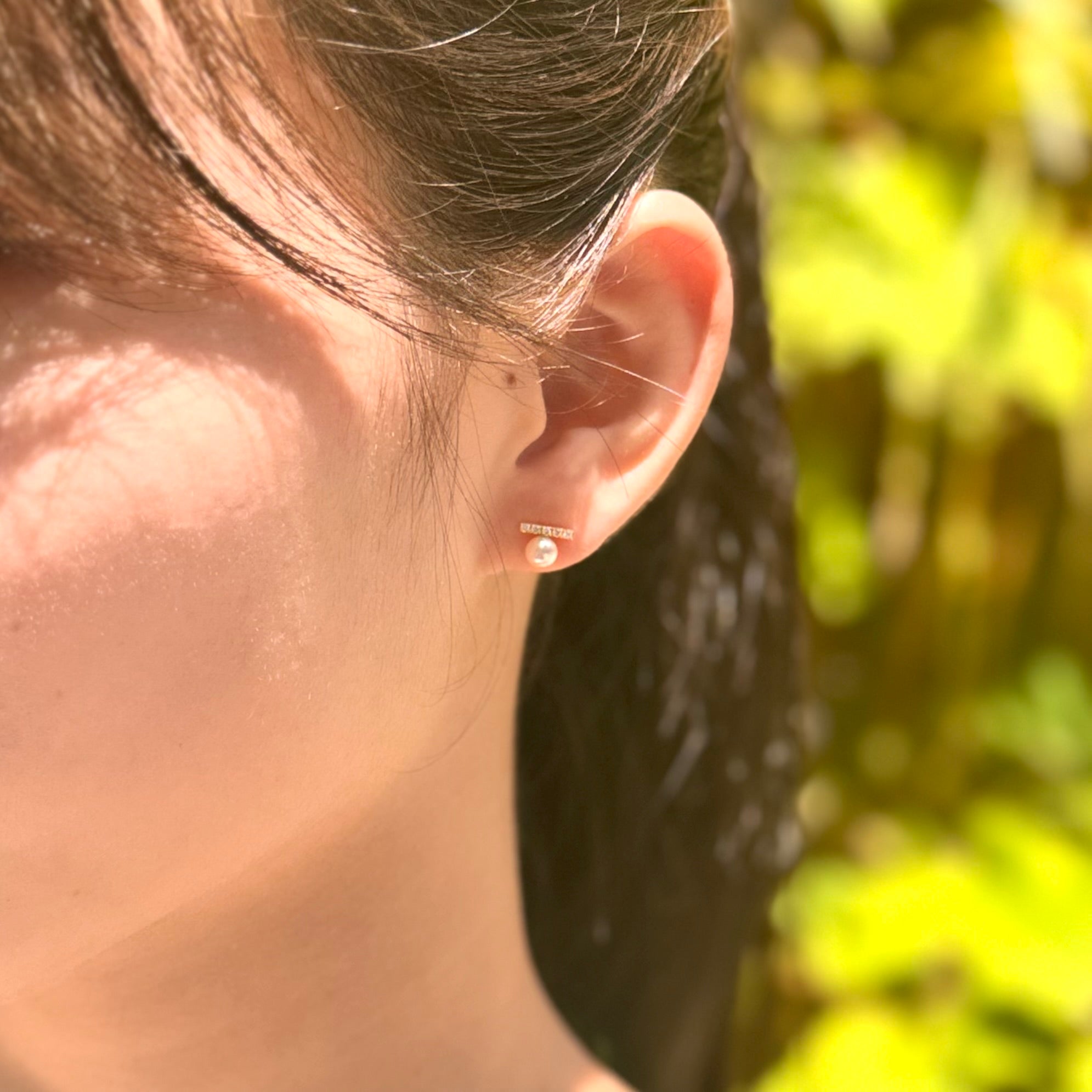 パール/ダイヤモンド K18ピアス(アコヤ真珠/4.5mm)〈M0110012〉