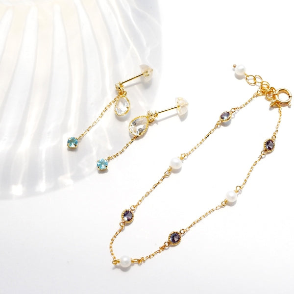 アレキサンドライト /パール K18ブレスレット(クレサンベール/淡水真珠/6月誕生石)《WBCA2842》