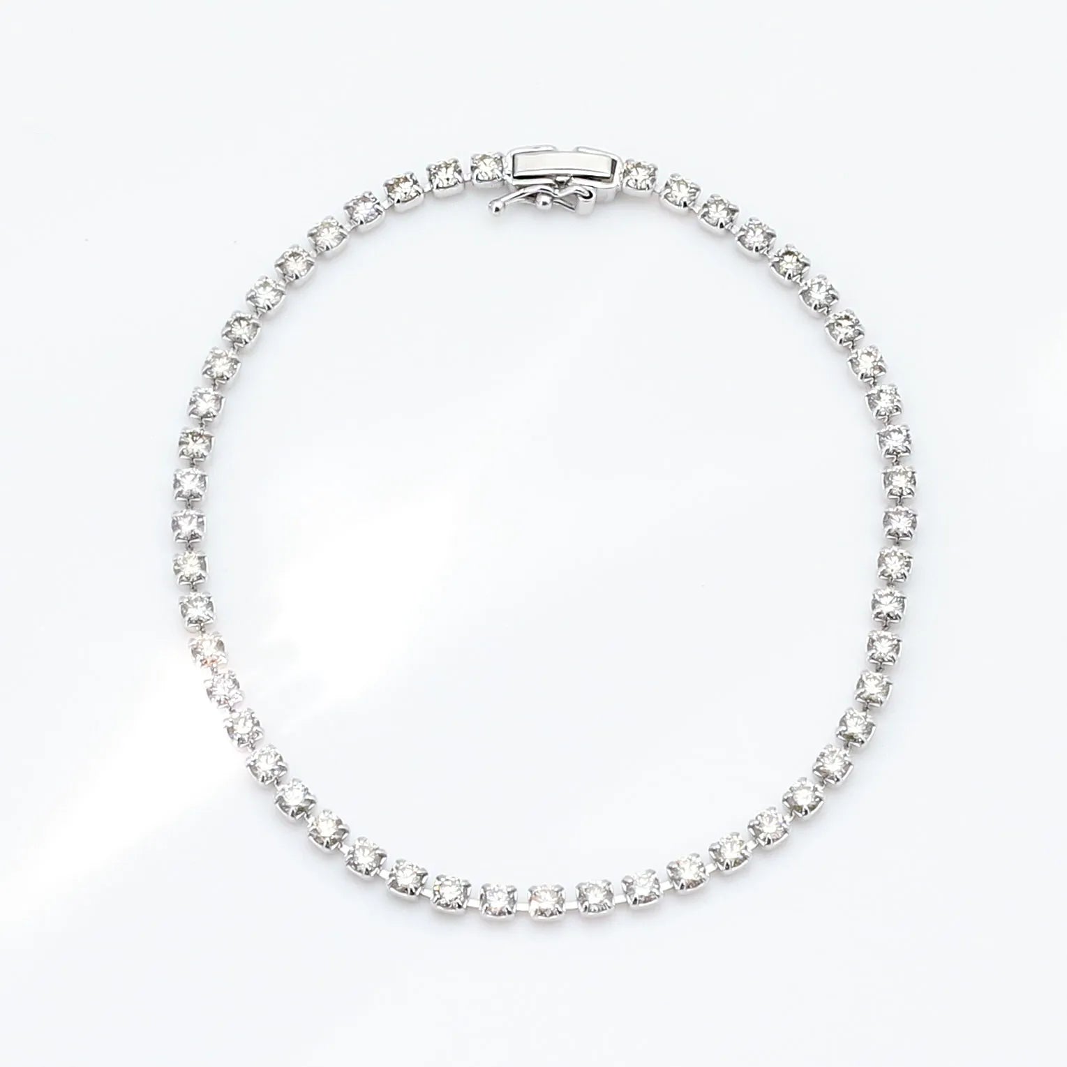 3mm/18cm 人工ダイヤモンド テニスブレスレット S925プラチナ加工 ダイヤモンド プラチナブレスレット(計3.0カラット/テニス/4月