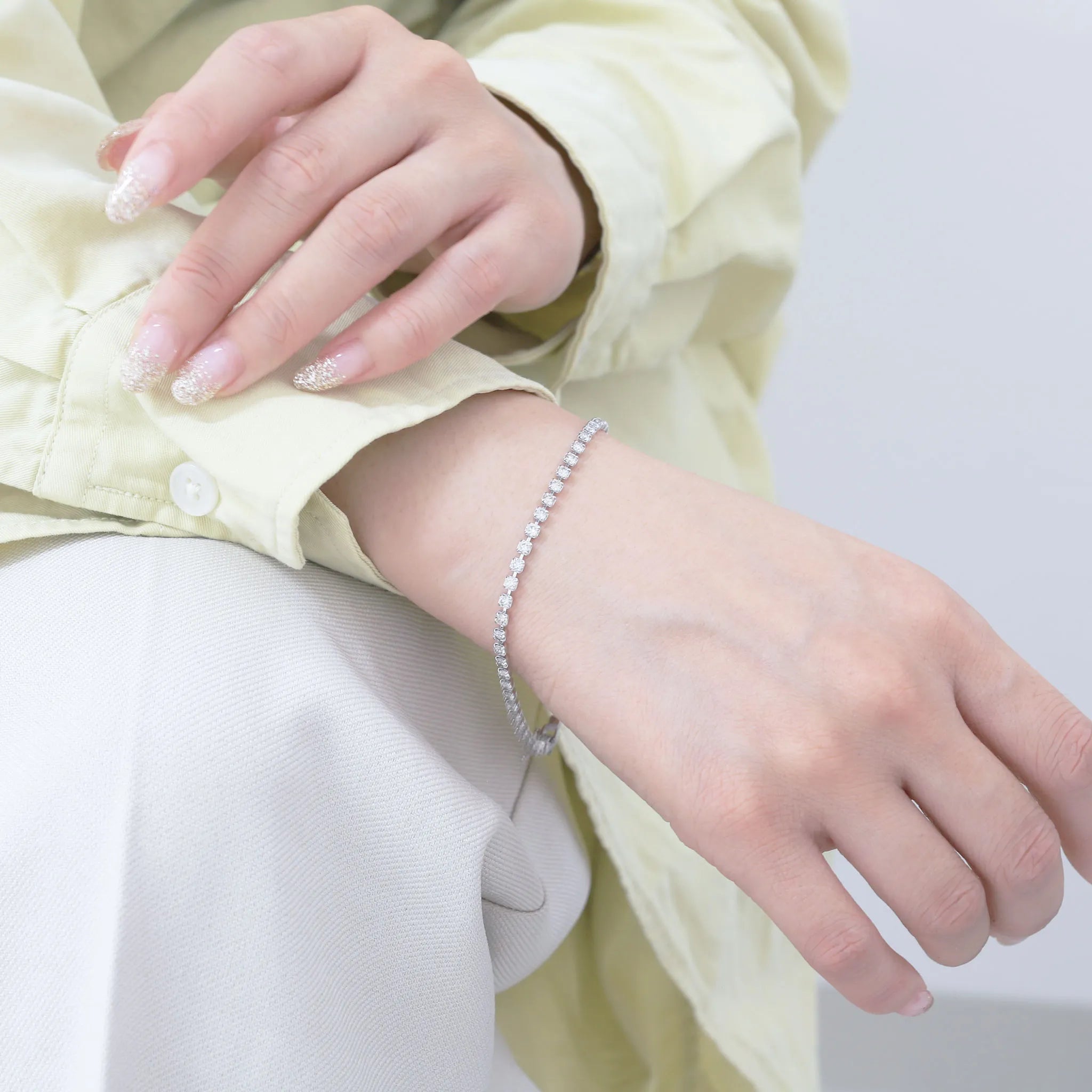 ダイヤモンド プラチナブレスレット(計3.0カラット/テニス/4月誕生石)《WBCD3974》