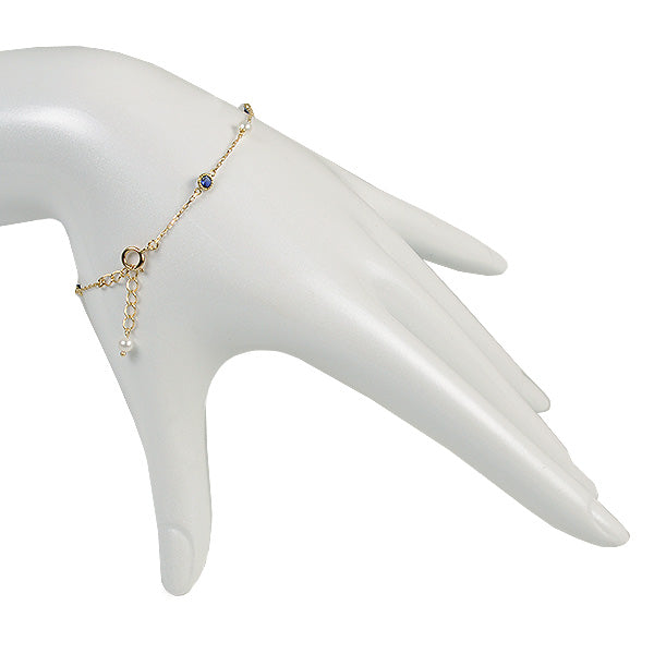 ブルーサファイア /パール K18ブレスレット(クレサンベール/淡水真珠/9月誕生石)《WBCS2842》