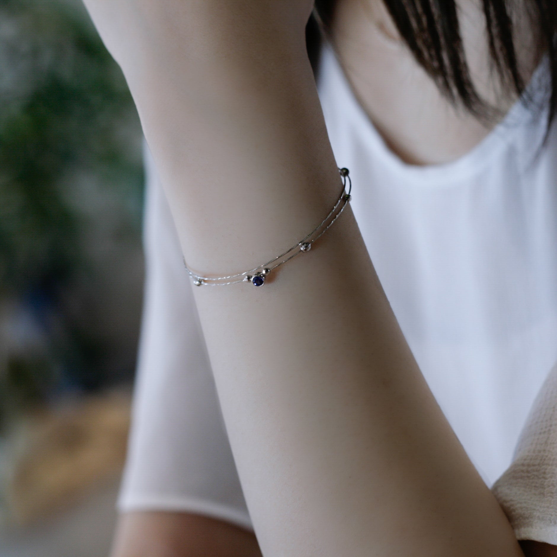 ブルーサファイア K18ブレスレット(クレサンベール/モンプレジール/フリーサイズ/9月誕生石)《WBCS4015》