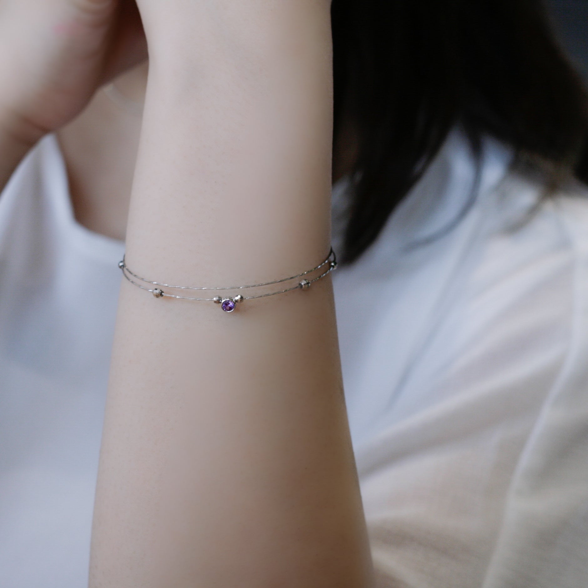 バイオレットサファイア K18ブレスレット(クレサンベール/モンプレジール/フリーサイズ/9月誕生石)《WBCS4016》