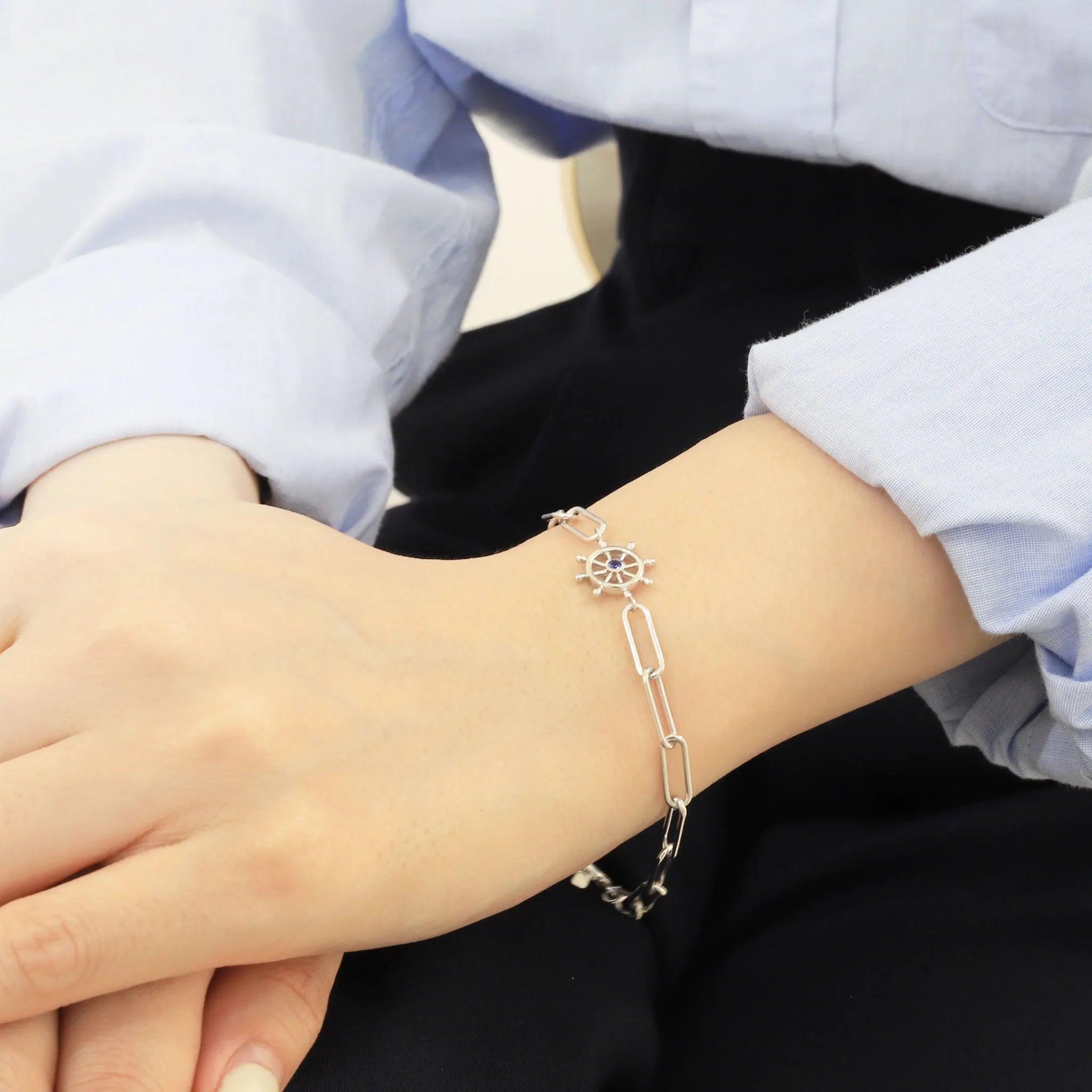 ルビー/ブルーサファイア SVブレスレット(クレサンベール/モンプレジール/舵モチーフ)《WBCX4288》