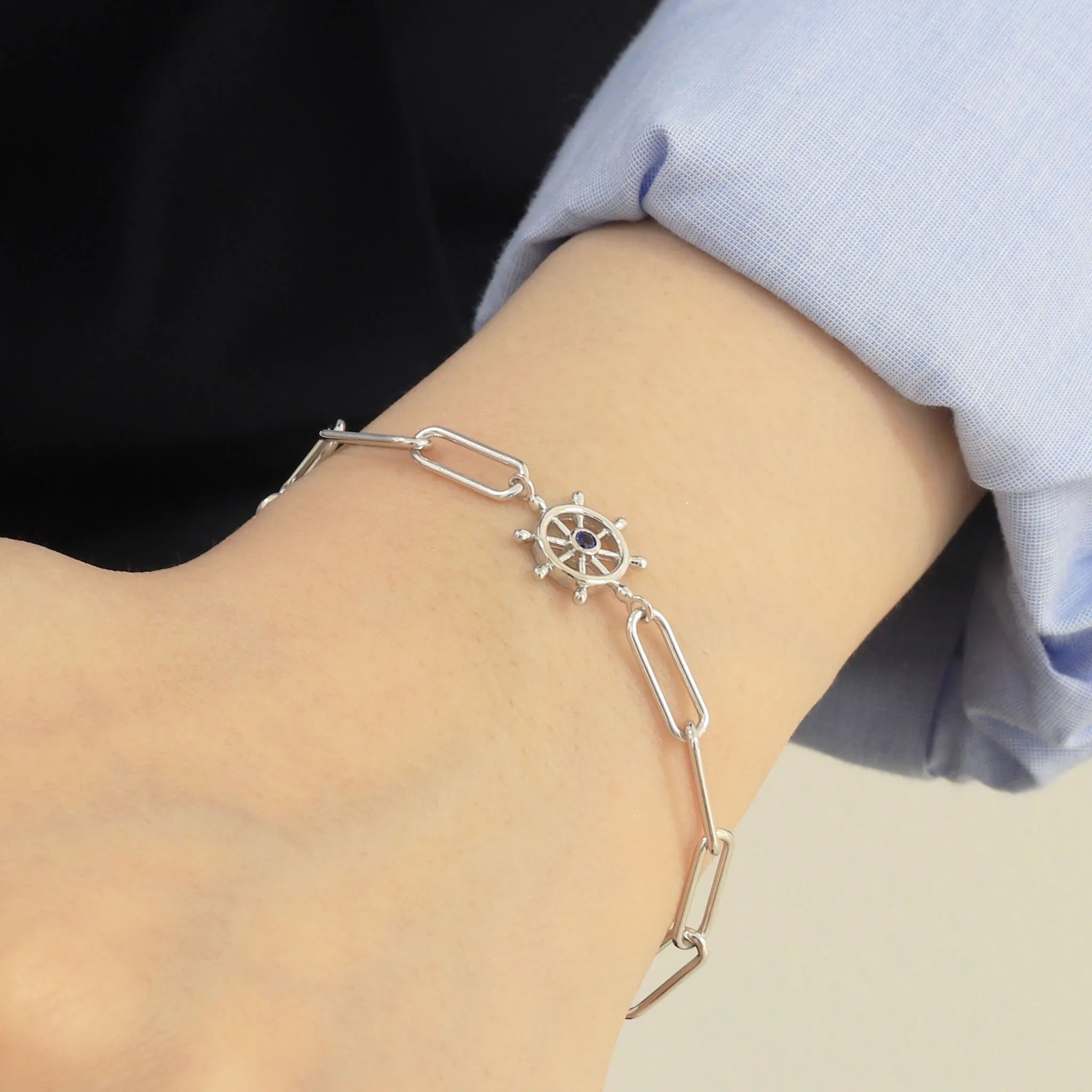 ルビー/ブルーサファイア SVブレスレット(クレサンベール/モンプレジール/舵モチーフ)《WBCX4288》