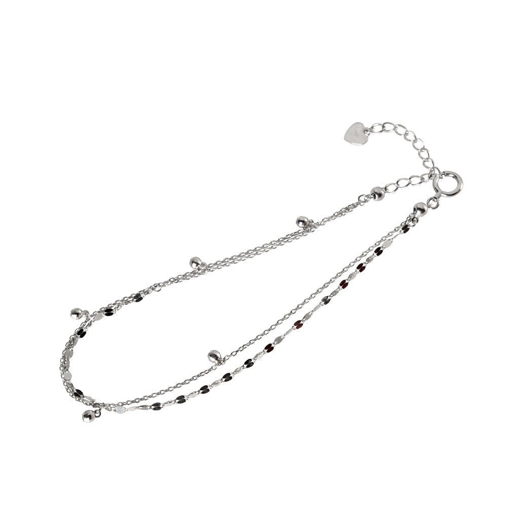 プラチナブレスレット/アンクレット(ペタルチェーン/ミラーボール/フリーアジャスター)《WBCY3569》