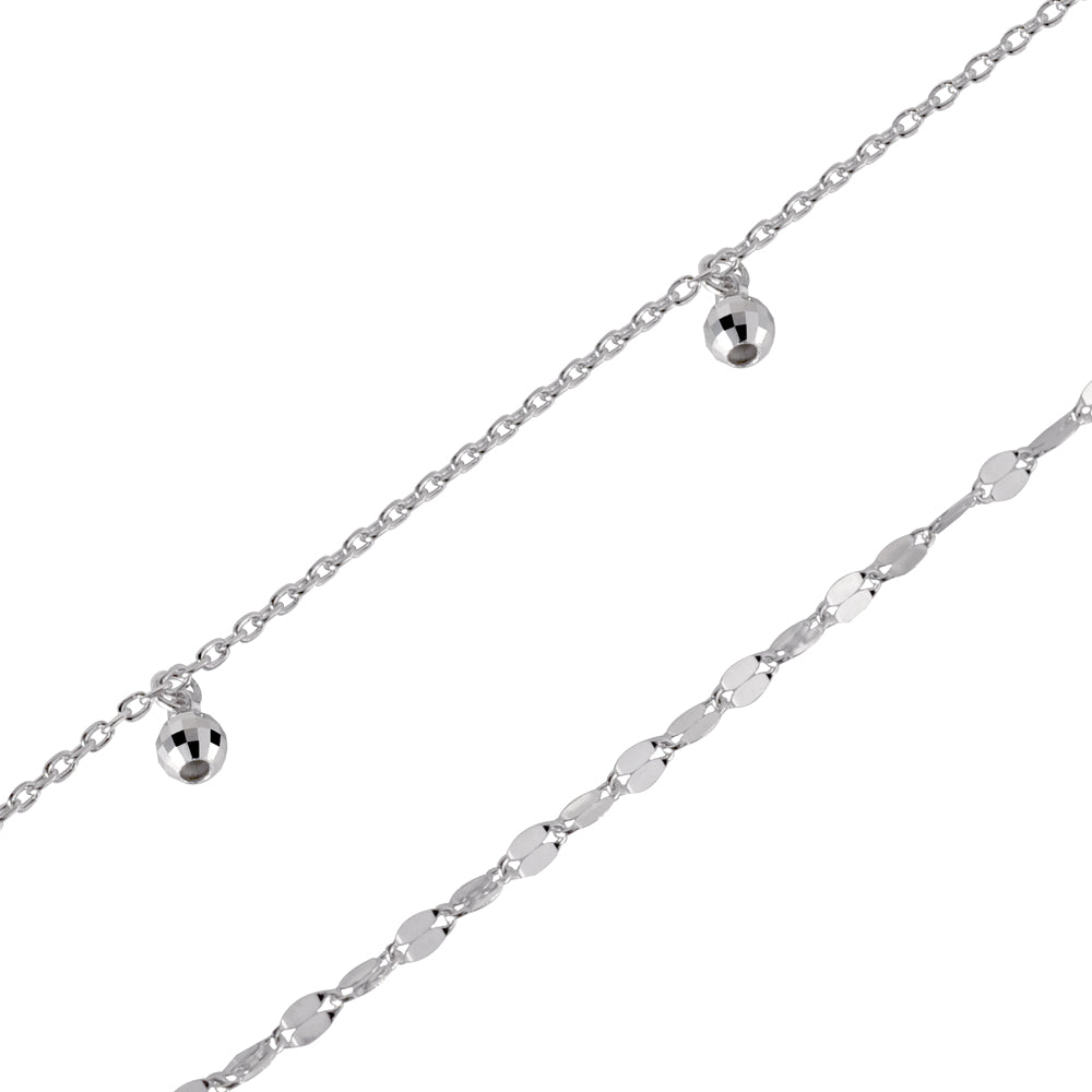 プラチナブレスレット/アンクレット(ペタルチェーン/ミラーボール/フリーアジャスター)《WBCY3569》