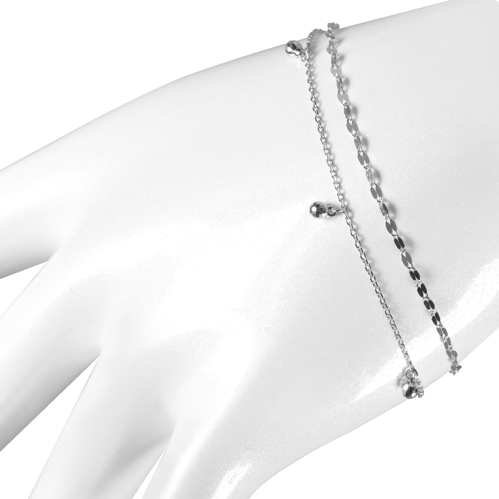 プラチナブレスレット/アンクレット(ペタルチェーン/ミラーボール/フリーアジャスター)《WBCY3569》