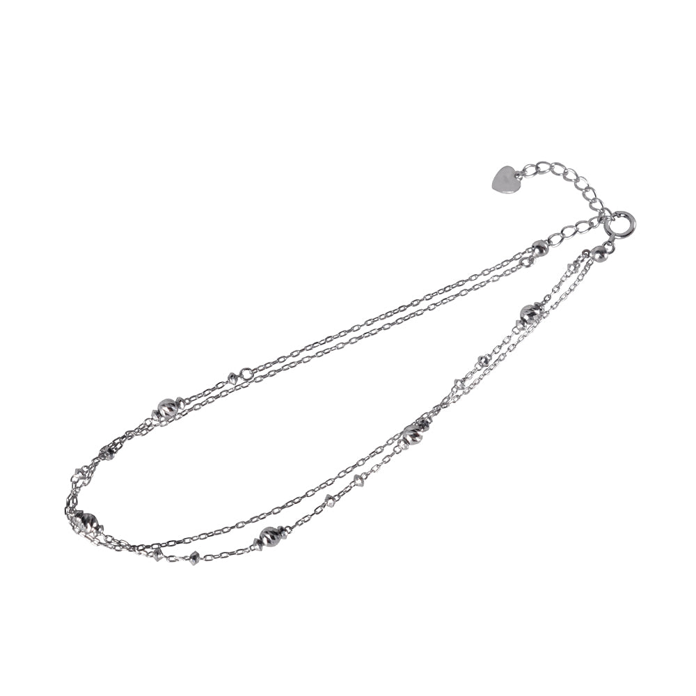 プラチナブレスレット/アンクレット(アズキチェーン/カットボール/フリーアジャスター)《WBCY3570》