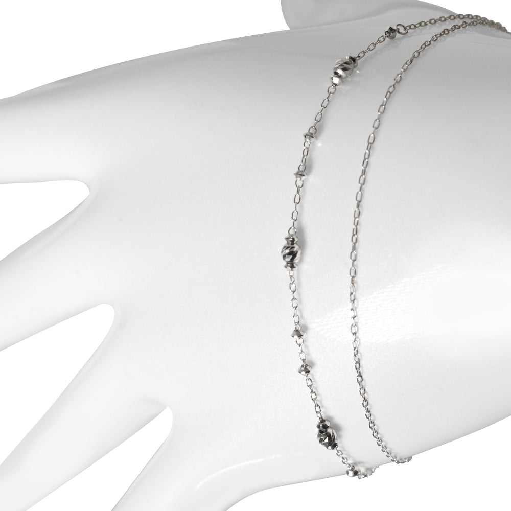 プラチナブレスレット/アンクレット(アズキチェーン/カットボール/フリーアジャスター)《WBCY3570》