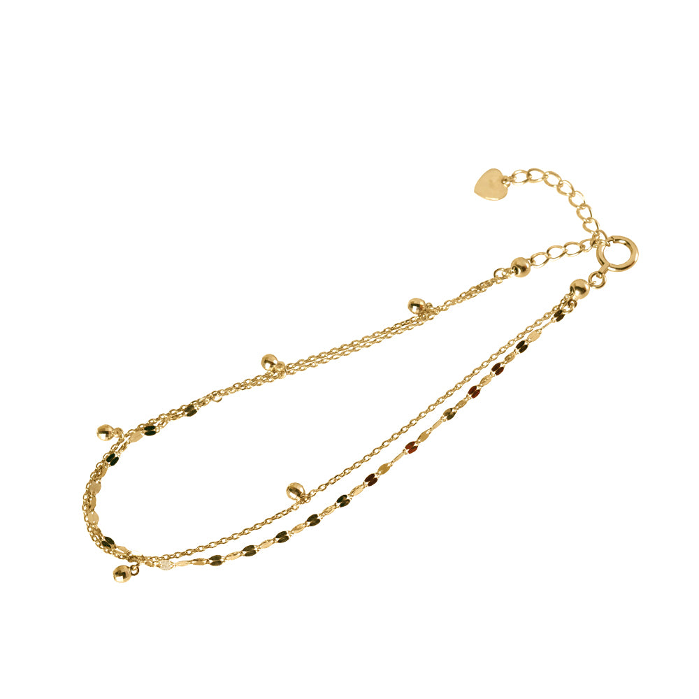 K18ブレスレット/アンクレット(ペタルチェーン/ミラーボール/フリーアジャスター)《WBCY3571》