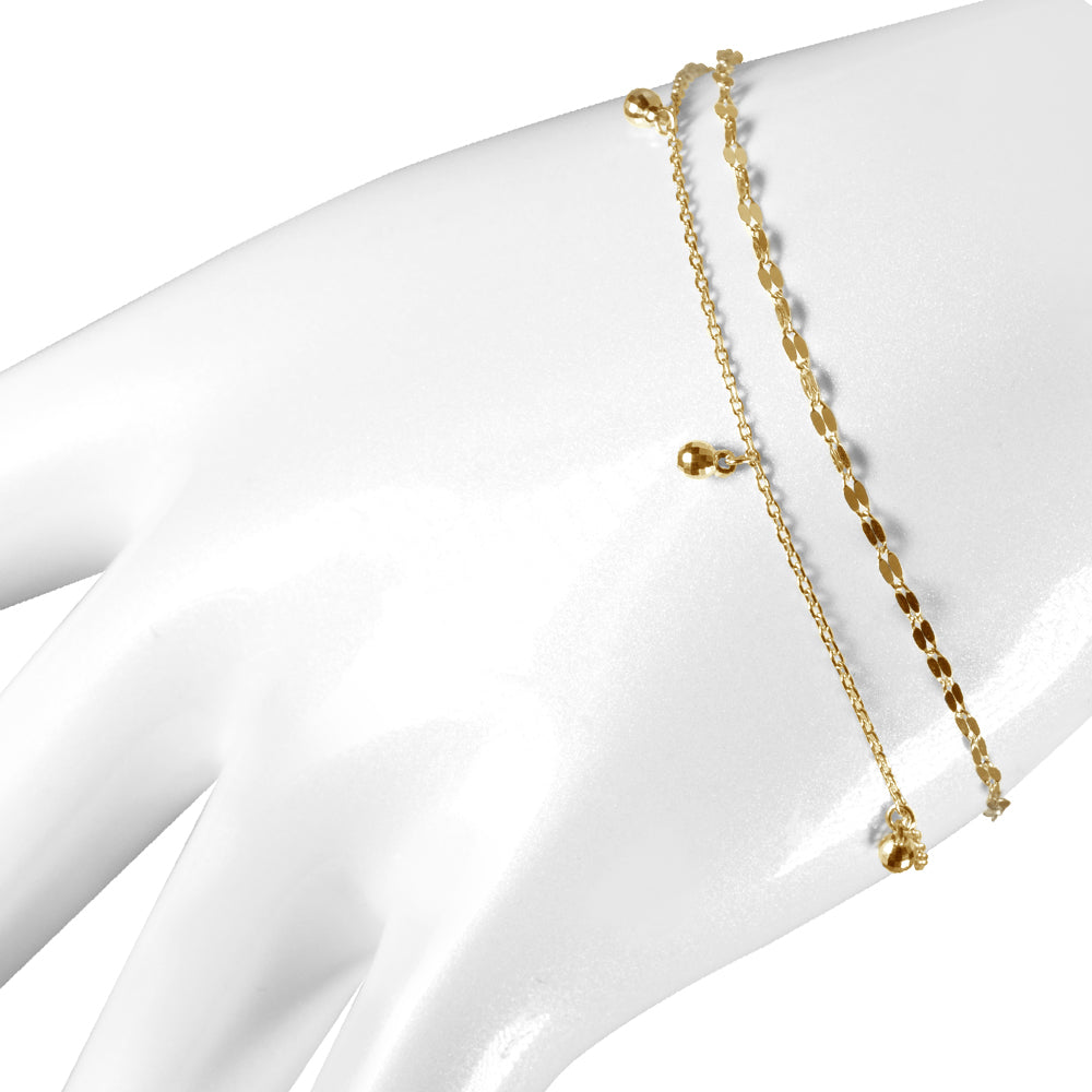 K18ブレスレット/アンクレット(ペタルチェーン/ミラーボール/フリーアジャスター)《WBCY3571》